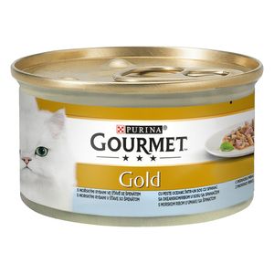 Hrana umeda pentru pisici Purina Gourmet Gold, peste si spanac, 85 g