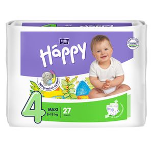 Scutece Happy Maxi, marimea 4, 8 - 18 kg, 27 bucati