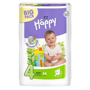 Scutece Happy Big Pack Maxi pentru copii de 8-18Kg, 66 bucati
