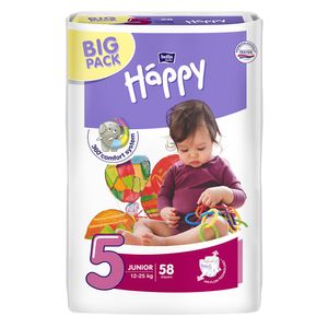 Scutece Happy Big Pack Junior pentru copii de 12-25Kg, 58 bucati