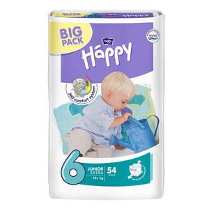 Scutece Happy Big Pack Junior Extra pentru copii de peste 16Kg, 54 bucati