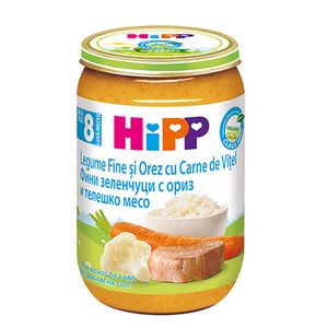 Meniu Hipp Legume fine si Orez cu carne de vitel, de la 8 luni, 220 g