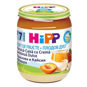 Piure Hipp Piersica-caisa cu crema de branza dulce, de la 7 luni, 160 g