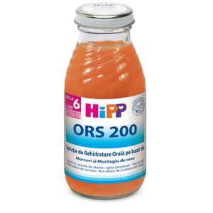Solutie de rehidratare orala Hipp ORS200 pe baza de morcov si orez 200 ml