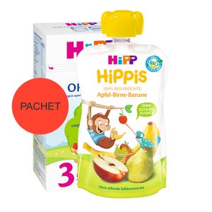 Pachet Promo : Hipp 3 Organic, 500 g + Hippis piure de mar, capsuni, banana, 100 g cadou
