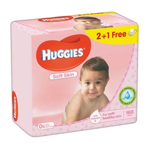 Servetele umede bebelusi Huggies Soft Skin Triplo 2+1, 3 pachete x 56, 168 bucati