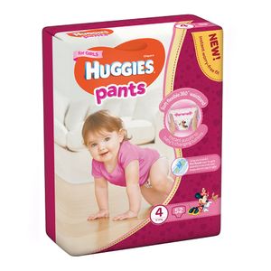 Scutece Chilotel Huggies Pants D Mega pack, marimea 4, fete, 9 - 14 kg, 52 bucati