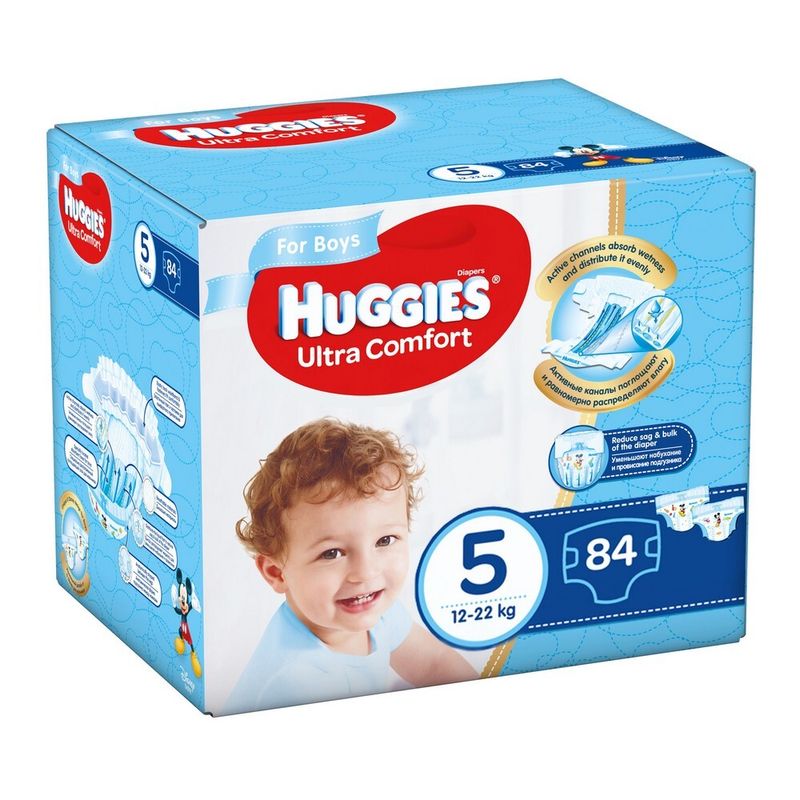 Begging Stop Continuous Scutece Huggies Ultra Comfort Box Nr. 5 pentru baieti, 12-22 kg, 84 bucati  | Pret avantajos - Auchan.ro