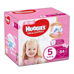 Scutece Huggies Ultra Comfort Box, marimea 5, fete, 12 - 22 kg, 84 bucati