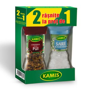 Pachet Kamis rasnite Sare de mare + Condimente pentru pui 1+1 extra