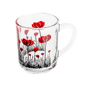 Cana de sticla Azar cu capacitate de 255ml si diverse decortiuni florale