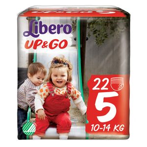 Scutece Libero Up&Go Unisex Maxi, marimea 5, 10 - 14 kg, 22 bucati