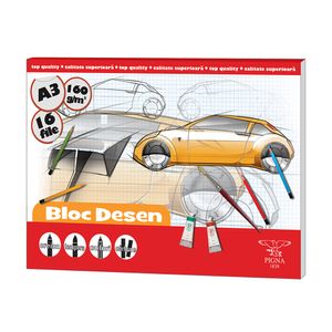 Bloc de desen Pigna cu 16 coli A3, diverse modele, 160 g/mp