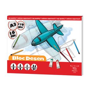 Bloc de desen Pigna cu 16 coli A3, 110g/mp, diverse modele