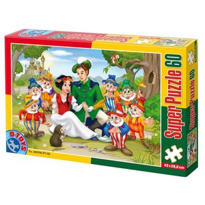 Super puzzle  Alba ca Zapada si cei 7 pitici 60 de piese - D-Toys