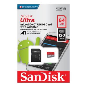Card  MircroSD Sandisk, Ultra, 64GB, 120MB