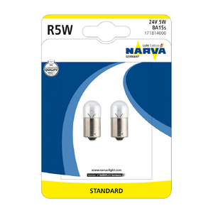 Set 2 becuri camion Narva R5W 24V 5W BA15s pentru semnalizare