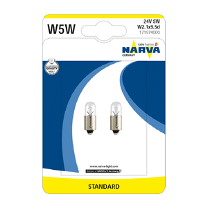 Set 2 becuri camion Narva W5W 24V 5W W2 pentru semnalizare