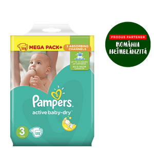 Pampers Active Baby - Dry, marimea 3, 5 - 9 kg, 172 bucati