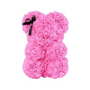 Ursulet din trandafiri artificiali Roz - 25 cm
