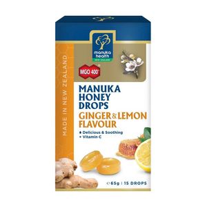 Bomboane de miere Manuka Health, cu lamaie si ghimbir, MGO 400+, 65g
