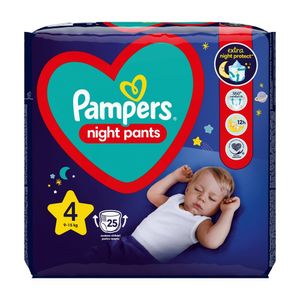 Scutec Chilotel de noapte Pampers Night, marimea 4, 9 - 15 kg, 25 bucati