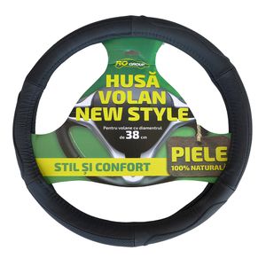 Husa pentru volan Ro Group, piele naturala, culoare negru