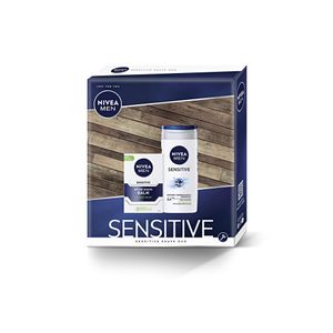 Set pentru cadou Balsam dupa ras si gel de dus Nivea Men Sensitive Shave Duo, 350 ml