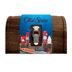 Set pentru cadou barbati Old spice cufar deodorant + stick + gel de dus+ after shave, 1141.56g