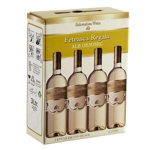 Vin alb demisec Schwaben Wein, Feteasca Regala, 3 l, Bag in box