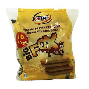 Biscuiti Big Fox cu crema de cacao, 10 x 30 g