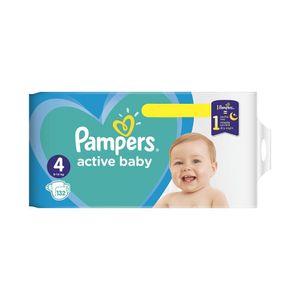 Scutece Pampers Active Baby, marimea 4, 9 - 14 kg, 132 bucati