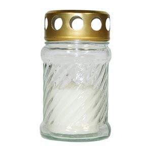 Candela din sticla Bispol, timp ardere 10 ore, alb