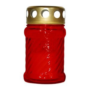 Candela din sticla Bispol, timp ardere, 10 ore, rosu