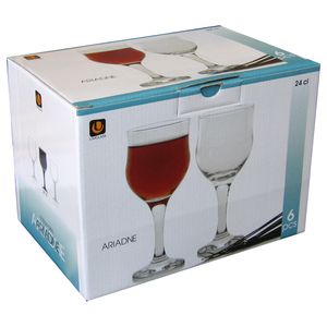 Set 6 pahare Uniglass Ariadne pentru vin rosu, din sticla, 240ml