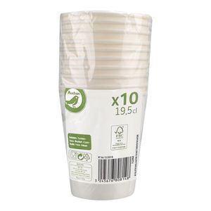 Set 10 pahare din carton Auchan Essential, 18cl, Culoare Alb