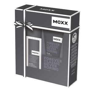 Set pentru cadou Mexx Forever Classic Never Boring Men cu deodorant natural spray si gel de dus