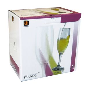Set 6 pahare cu picior Kouros flute, capacitate 18.5 cl