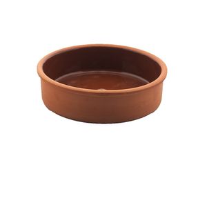 Vas rotund din ceramica Interbabis, smaltuit in interior, 23 x 6cm, maro