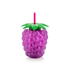 Pahar din plastic cu pai, 800ml, forma de mura