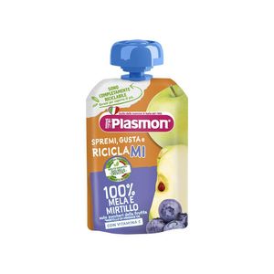 Piure din fructe Plasmon, afine si mar, de la 6 luni, 100 g