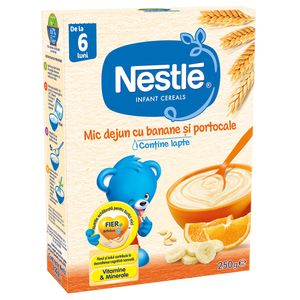 Cereale mic dejun Nestle grau cu banane si portocale, de la 6 luni, 250 g