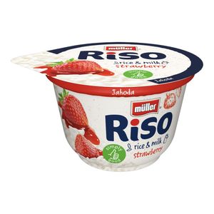 Orez cu lapte si capsuni Muller, 200 g