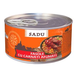 Fasole cu carnati afumati Sadu, 400g