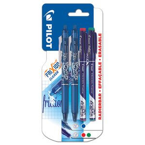 Set 2 Rollere Pilot Frixion Clicker 0.7m Albastre si 2 Finelinere Pilot Frixion, culoare Rosu si Verde
