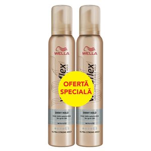 Pachet 1+1: Spuma pentru par Wella Shiny ultrastrong, 200 ml