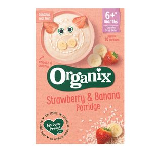Cereale Organix orez integral, porumb, banane si capsuni, de la 6 luni, 120 g