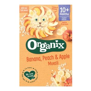 Cereale muesli Organix cu banane, piersici si mere, de la 10 luni, 200 g