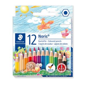 Creioane colorate Staedtler, lungime 1/2, corp lemn, 12 culori in set