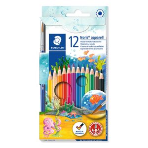 Set de creioane colorate Staedtler, acuarela cu pensula inclusa, 12 culori